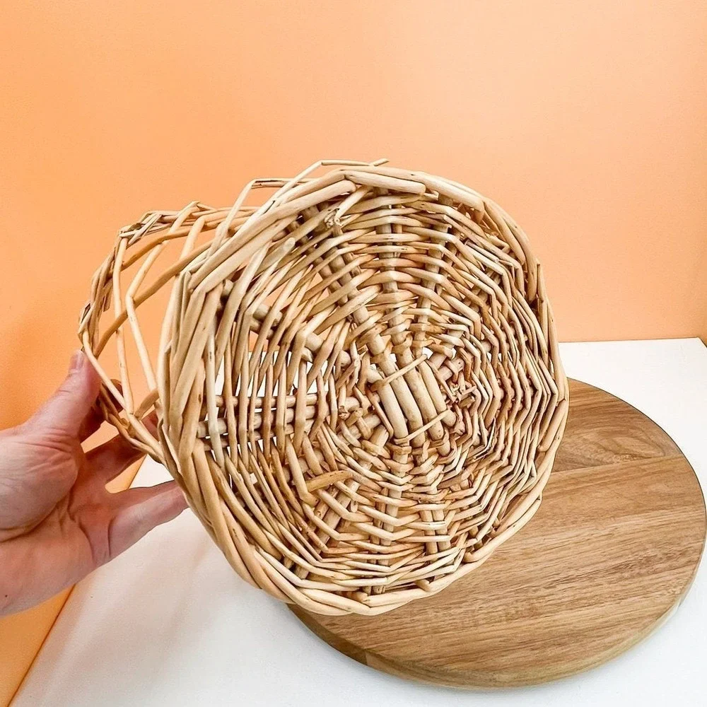 Vintage Wicker Hurricane Vase: Rustic Shelf Decor